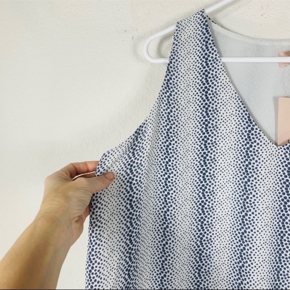 philosophy sleeveless overlay dotted blouse layered blue white size large - Picture 6 of 7